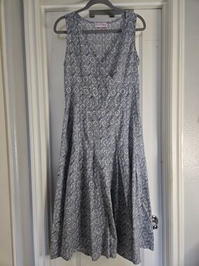 Eva Tralala Boho Pattern Maxi Dress, Blue And White, Size Medium